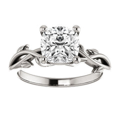 Cushion cut Solitaire with Floral Accents