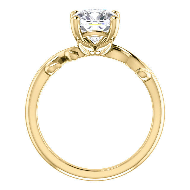 Cushion cut Solitaire with Floral Accents