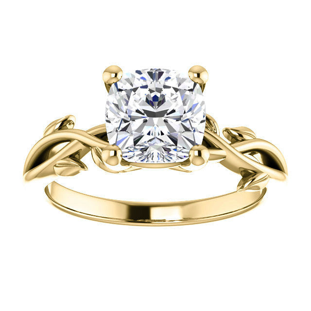 Cushion cut Solitaire with Floral Accents