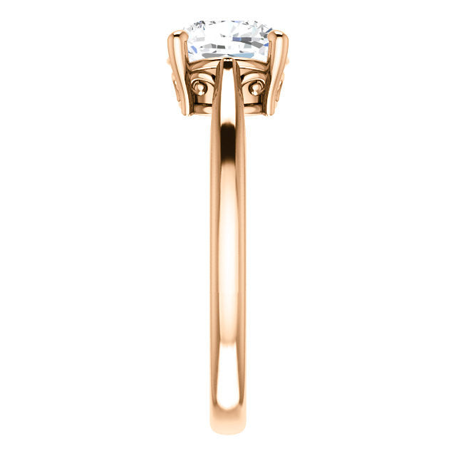 Cushion Moissanite Scroll Accented Solitaire Ring
