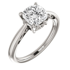 Cushion Moissanite Scroll Accented Solitaire Ring
