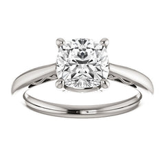 Cushion Moissanite Scroll Accented Solitaire Ring