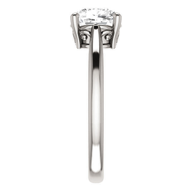 Cushion Moissanite Scroll Accented Solitaire Ring