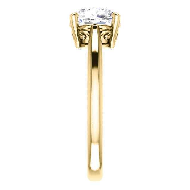Cushion Moissanite Scroll Accented Solitaire Ring