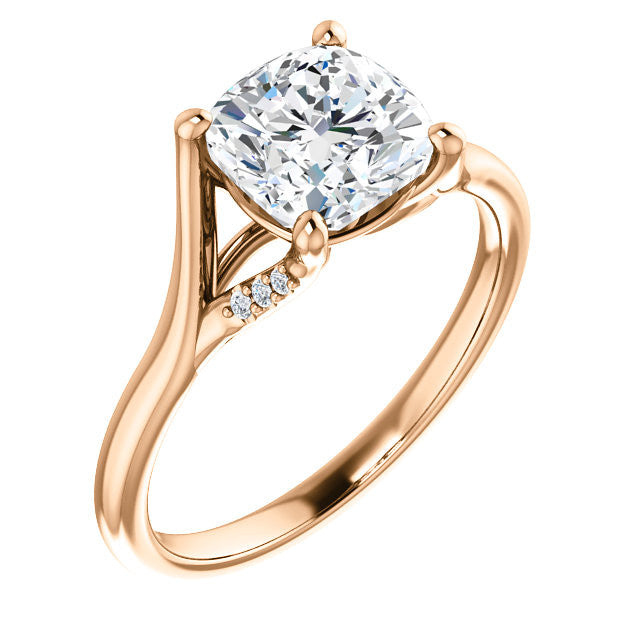 Cushion Split Shank Accented Cathedral Moissanite Engagement Ring