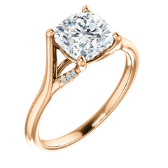 Cushion Split Shank Accented Cathedral Moissanite Engagement Ring