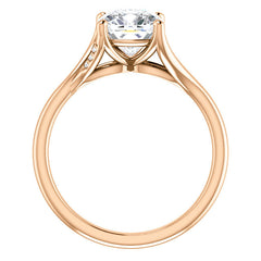 Cushion Split Shank Accented Cathedral Moissanite Engagement Ring