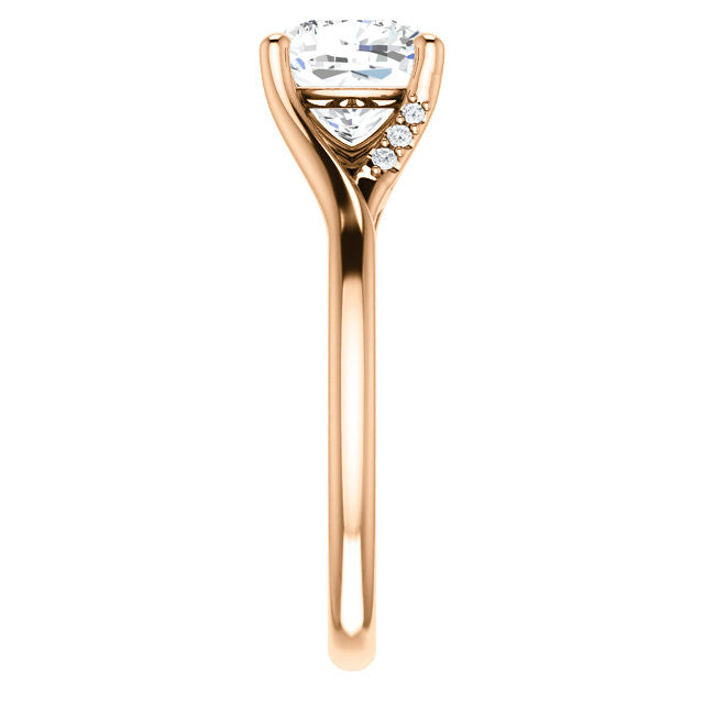 Cushion Split Shank Accented Cathedral Moissanite Engagement Ring