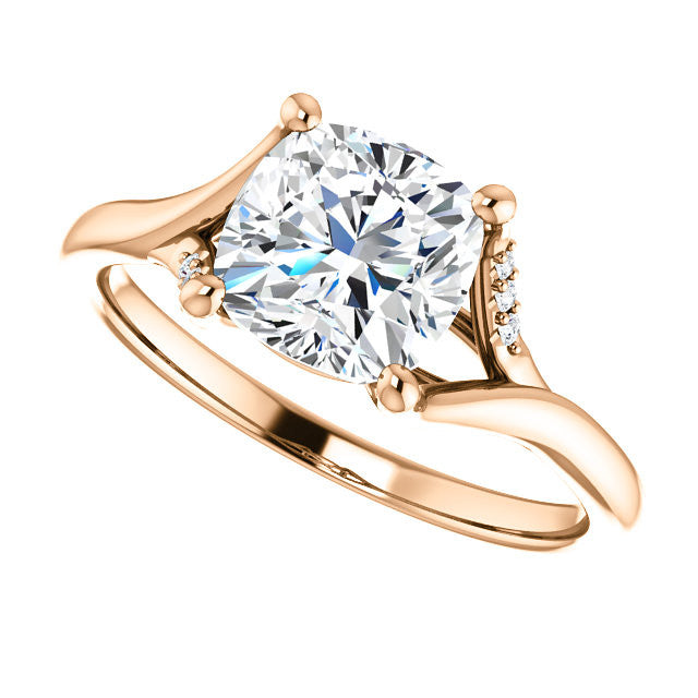 Cushion Split Shank Accented Cathedral Moissanite Engagement Ring