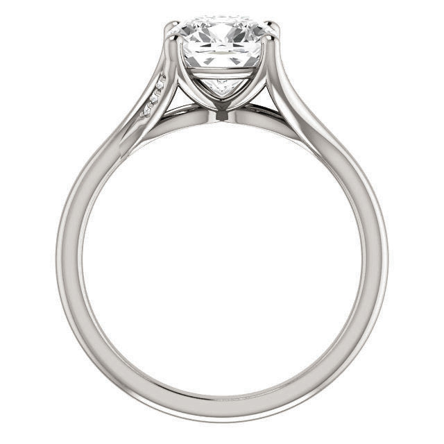 Cushion Split Shank Accented Cathedral Moissanite Engagement Ring