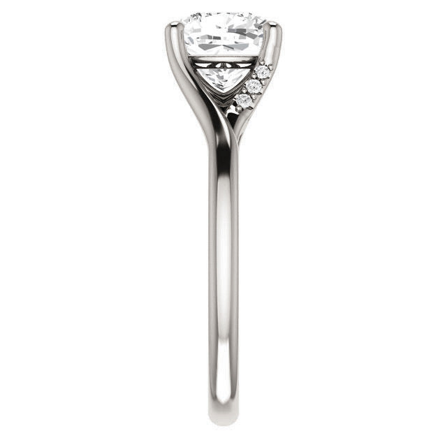 Cushion Split Shank Accented Cathedral Moissanite Engagement Ring