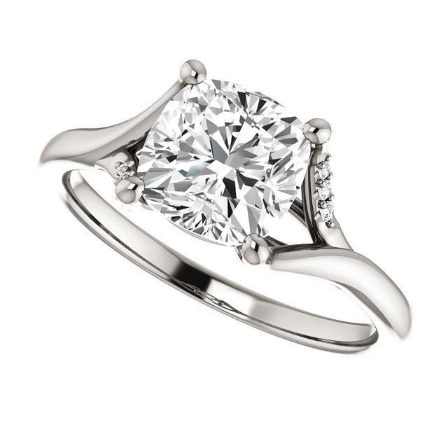 Cushion Split Shank Accented Cathedral Moissanite Engagement Ring