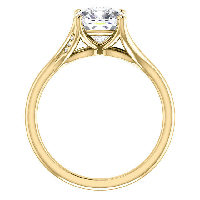 Cushion Split Shank Accented Cathedral Moissanite Engagement Ring
