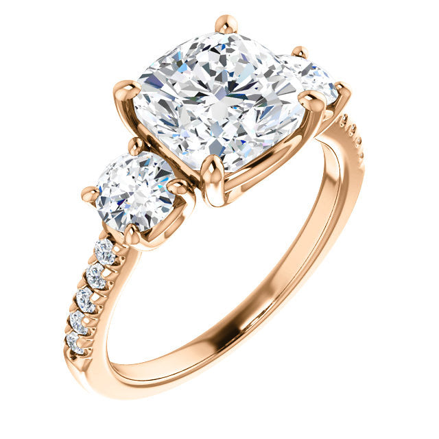 Cushion cut Moissanite Engagement Ring