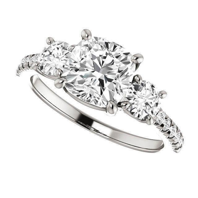 Cushion cut Moissanite Engagement Ring
