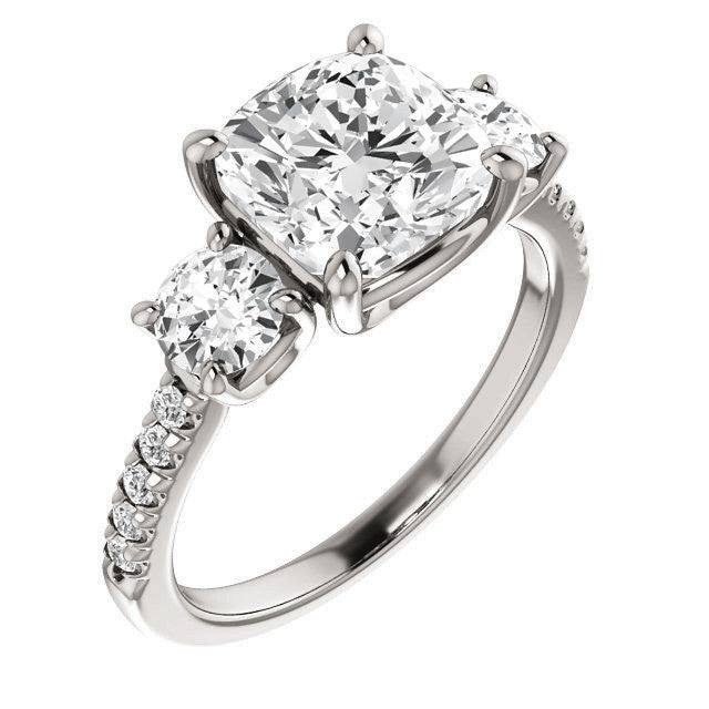 Cushion cut Moissanite Engagement Ring