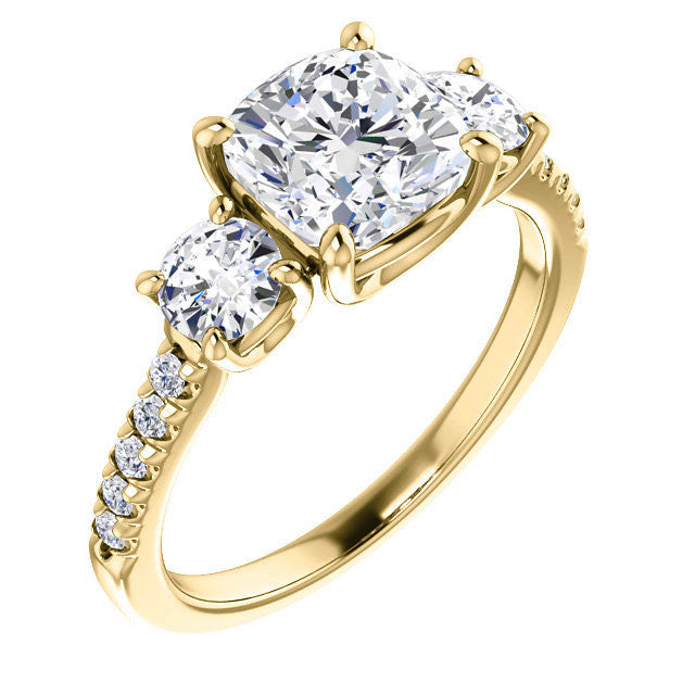 Cushion cut Moissanite Engagement Ring