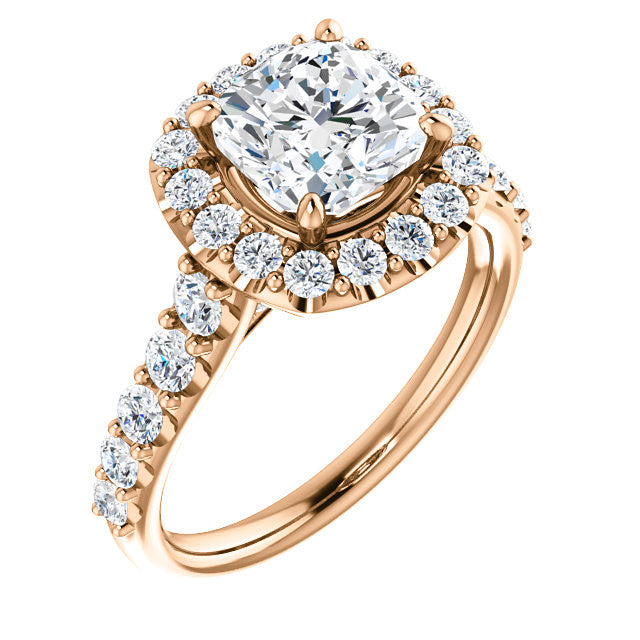 Cushion Cut Halo Cathedral Engagement Ring