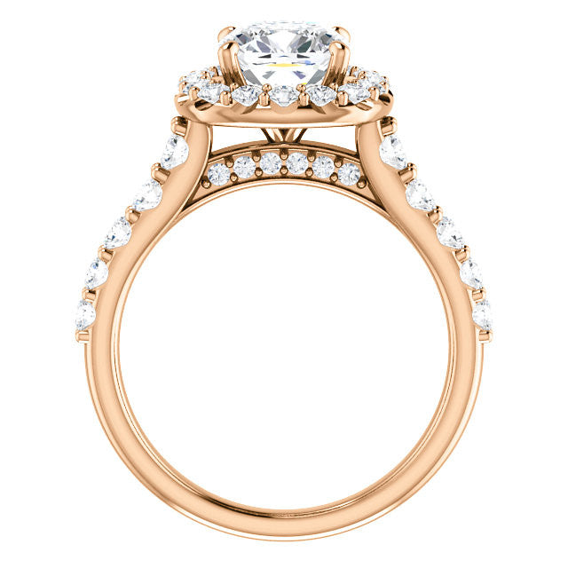Cushion Cut Halo Cathedral Engagement Ring