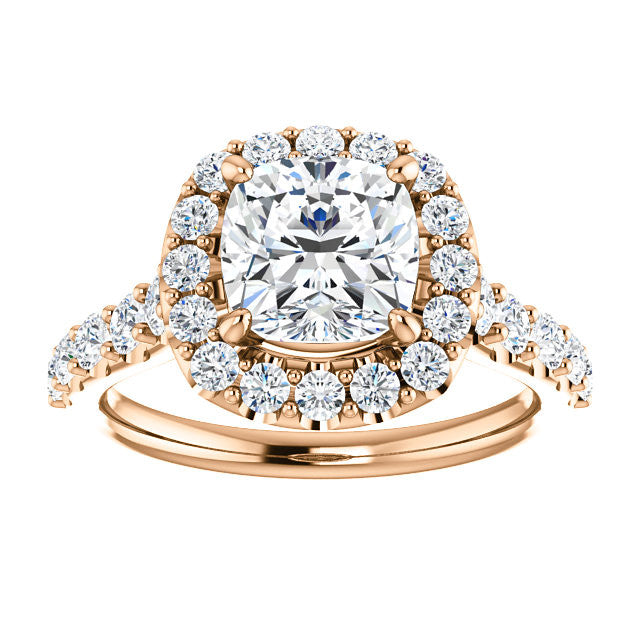 Cushion Cut Halo Cathedral Engagement Ring