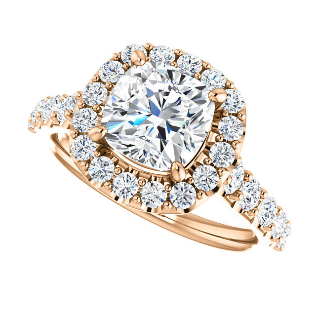 Cushion Cut Halo Cathedral Engagement Ring
