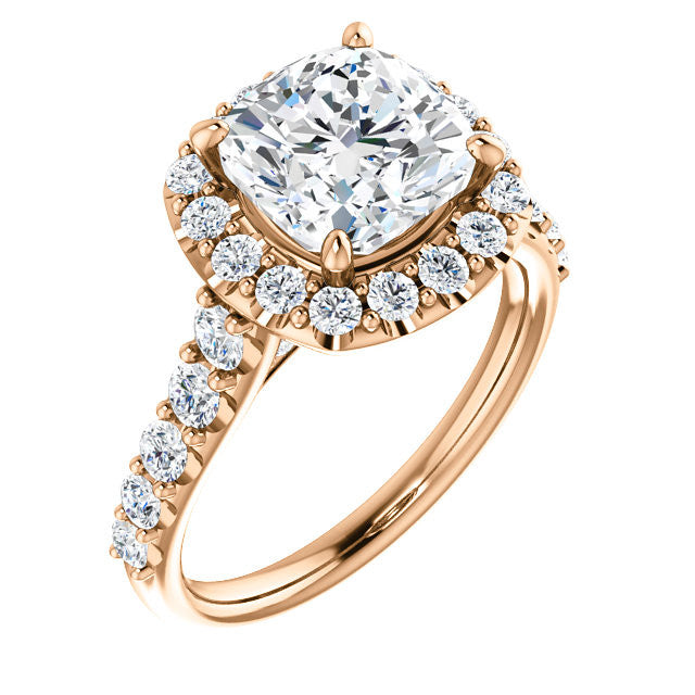 Cushion Cut Halo Cathedral Engagement Ring