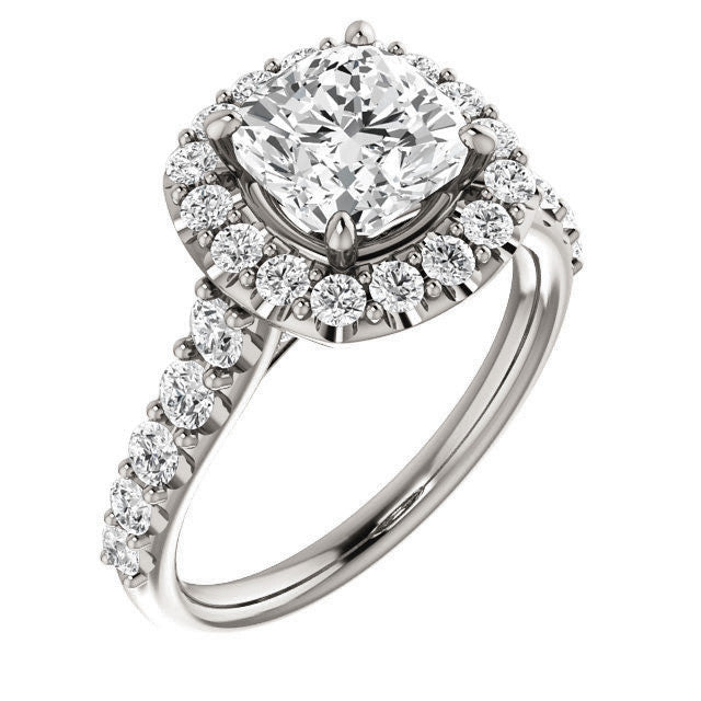 Cushion Cut Halo Cathedral Engagement Ring