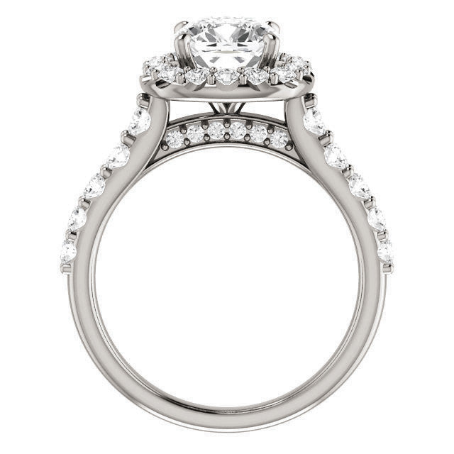 Cushion Cut Halo Cathedral Engagement Ring