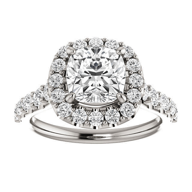 Cushion Cut Halo Cathedral Engagement Ring