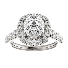 Cushion Cut Halo Cathedral Engagement Ring