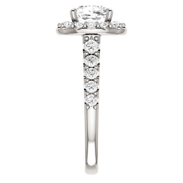 Cushion Cut Halo Cathedral Engagement Ring