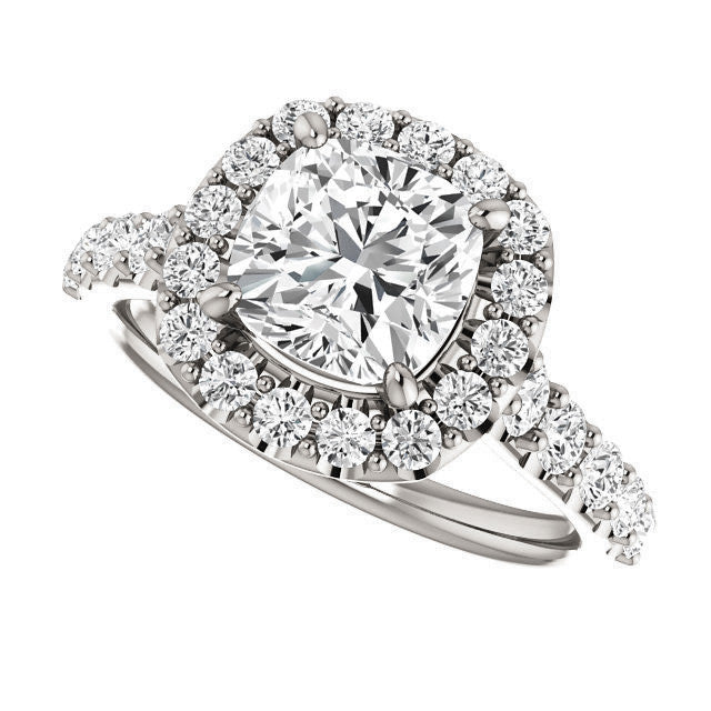 Cushion Cut Halo Cathedral Engagement Ring