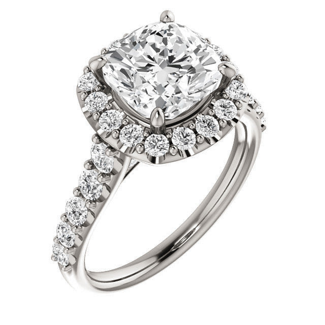Cushion Cut Halo Cathedral Engagement Ring