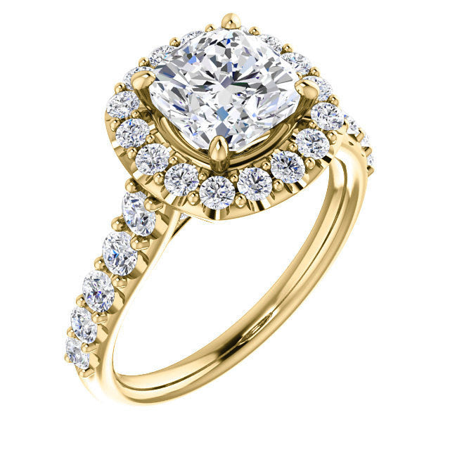 Cushion Cut Halo Cathedral Engagement Ring