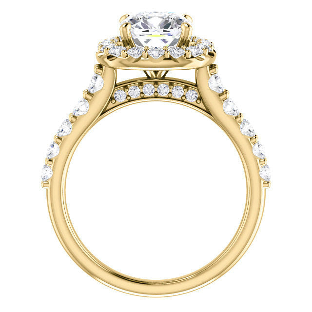 Cushion Cut Halo Cathedral Engagement Ring