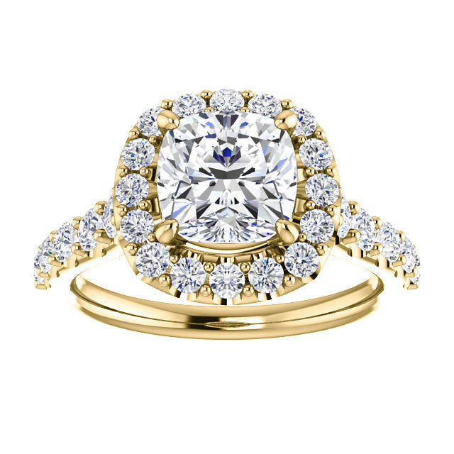 Cushion Cut Halo Cathedral Engagement Ring