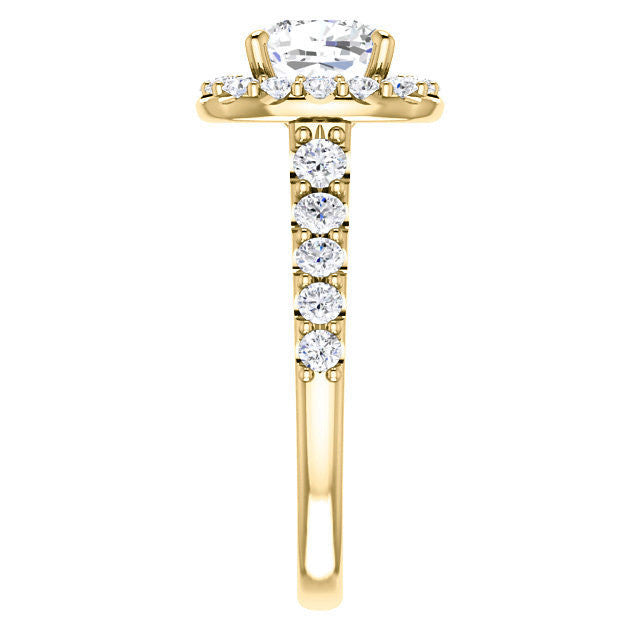 Cushion Cut Halo Cathedral Engagement Ring