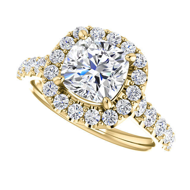 Cushion Cut Halo Cathedral Engagement Ring