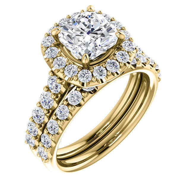 Cushion Cut Halo Cathedral Engagement Ring