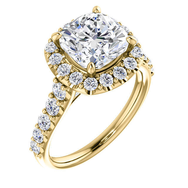 Cushion Cut Halo Cathedral Engagement Ring
