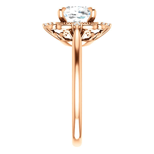 Cushion Moissanite Cathedral Engagement Ring
