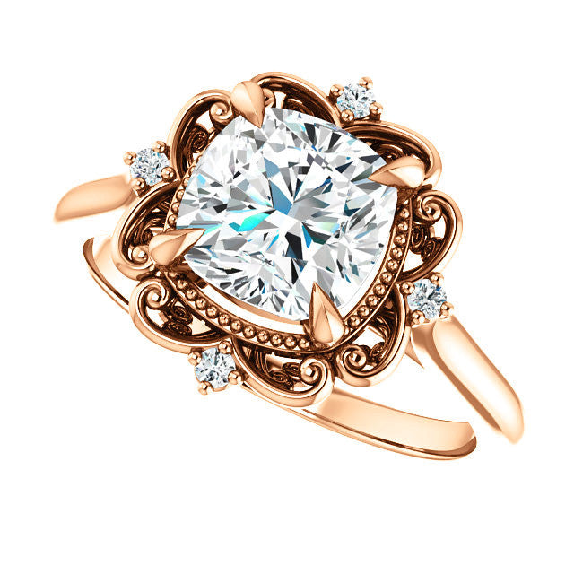Cushion Moissanite Cathedral Engagement Ring