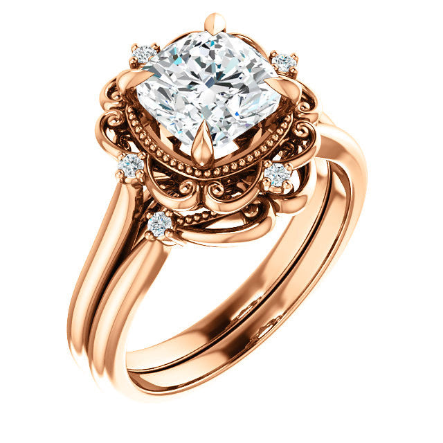 Cushion Moissanite Cathedral Engagement Ring