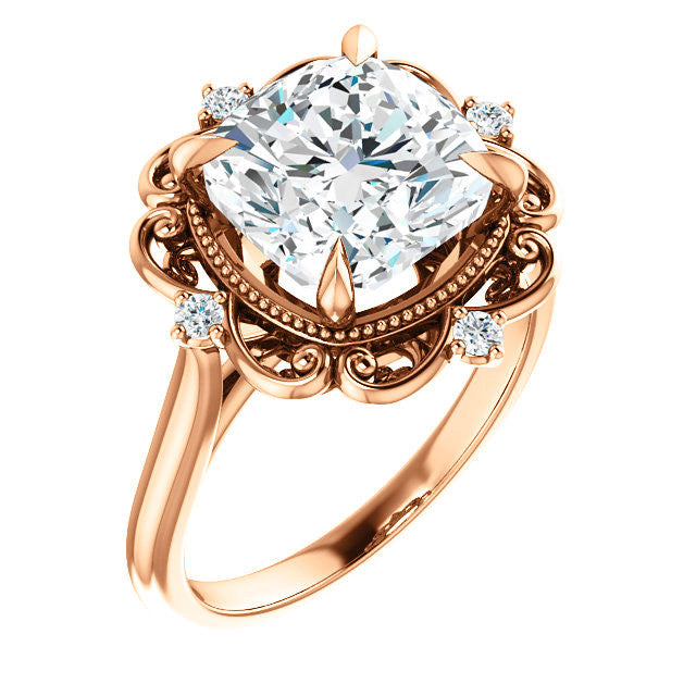 Cushion Moissanite Cathedral Engagement Ring