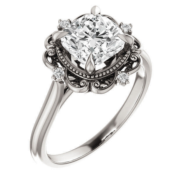 Cushion Moissanite Cathedral Engagement Ring