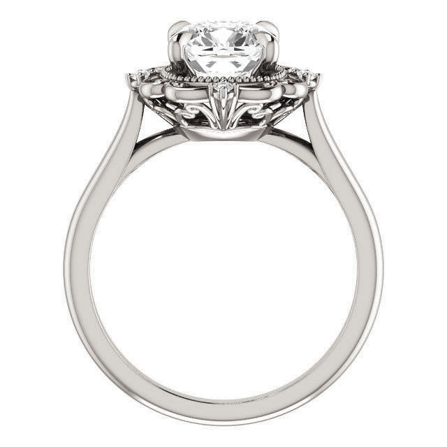 Cushion Moissanite Cathedral Engagement Ring