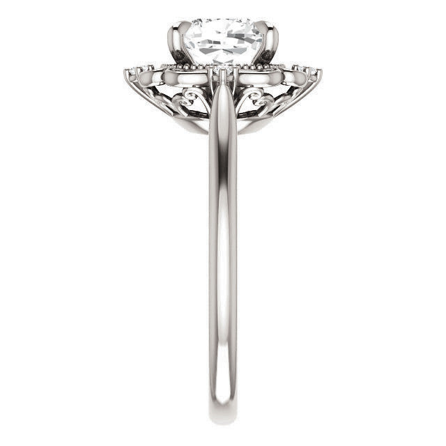 Cushion Moissanite Cathedral Engagement Ring