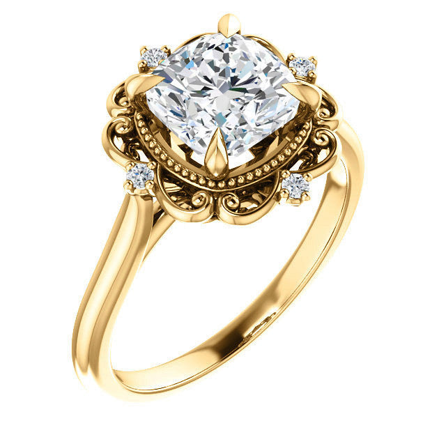 Cushion Moissanite Cathedral Engagement Ring