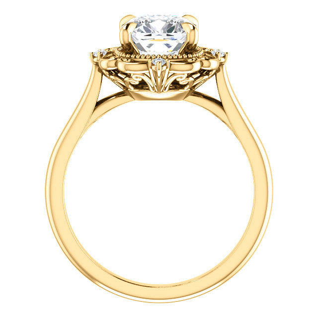 Cushion Moissanite Cathedral Engagement Ring