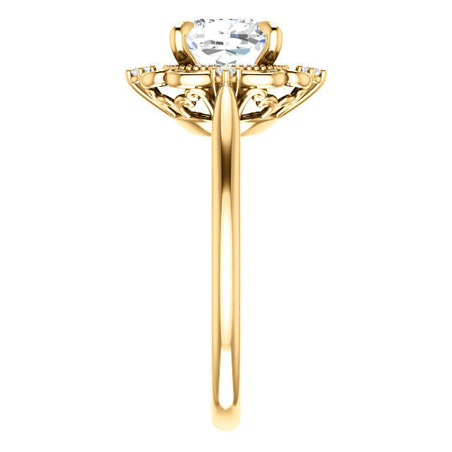Cushion Moissanite Cathedral Engagement Ring